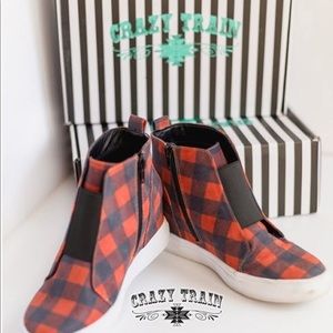 PLAID & SIMPLE SNEAKER WEDGE ** BUFFALO PLAID